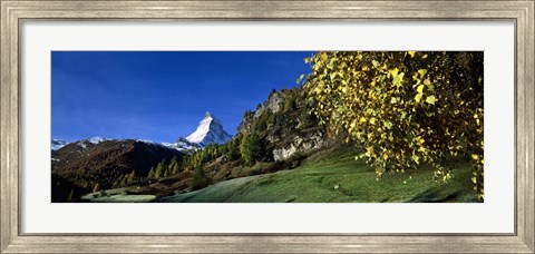 Framed Low angle view of a snowcapped mountain, Matterhorn, Valais, Switzerland Print