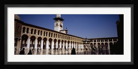 Framed Group of people walking in the courtyard of a mosque, Umayyad Mosque, Damascus, Syria Print