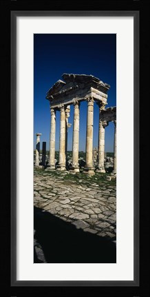 Framed Old ruins of a built structure, Entrance Columns, Apamea, Syria Print