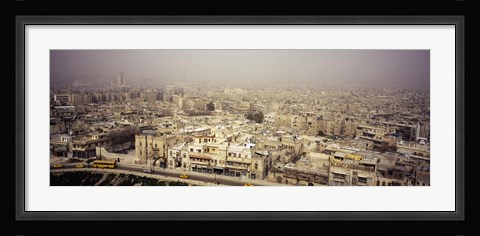 Framed Aerial view of a city in a sandstorm, Aleppo, Syria Print
