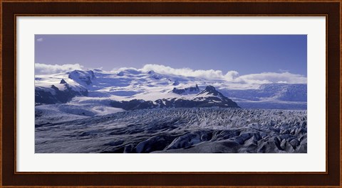 Framed Snowcapped mountains on a landscape, Fjallsjokull and Vatnajokull, Iceland Print