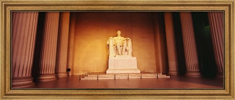 Framed Low angle view of a statue of Abraham Lincoln, Lincoln Memorial, Washington DC, USA Print
