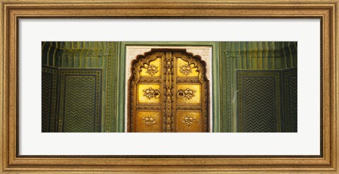 Framed Close-up of a closed door of a palace, Jaipur City Palace, Jaipur, Rajasthan, India Print