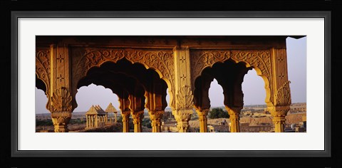 Framed Monuments at a place of burial, Jaisalmer, Rajasthan, India Print