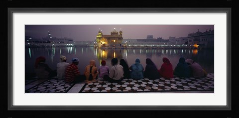 Framed Group of people at a temple, Golden Temple, Amritsar, Punjab, India Print