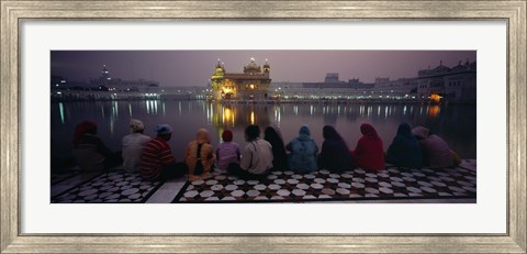 Framed Group of people at a temple, Golden Temple, Amritsar, Punjab, India Print