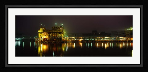 Framed Temple lit up at night, Golden Temple, Amritsar, Punjab, India Print