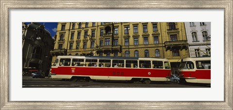 Framed Electric train on a street, Prague, Czech Republic Print