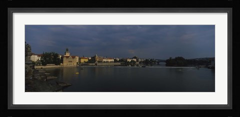 Framed Buildings at the waterfront, Charles Bridge, Vltava River, Prague, Czech Republic Print