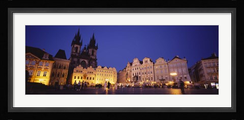 Framed Buildings lit up at dusk, Prague Old Town Square, Old Town, Prague, Czech Republic Print