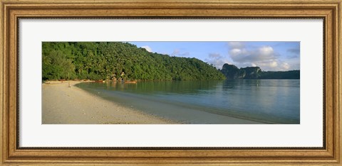 Framed Boat in the sea, Loh Dalam Bay, Phi Phi Islands, Thailand Print