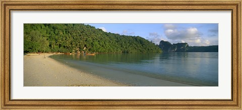 Framed Boat in the sea, Loh Dalam Bay, Phi Phi Islands, Thailand Print