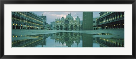 Framed Reflection of a cathedral on water, St. Mark&#39;s Cathedral, St. Mark&#39;s Square, Venice, Veneto, Italy Print