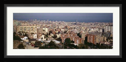 Framed High angle view of a city, Barcelona, Catalonia, Spain Print
