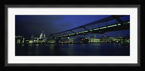 Framed Low angle view of a bridge across a river, Millennium Bridge, Thames River, London, England Print