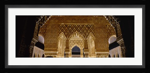 Framed Carving on the wall of a palace, Court Of Lions, Alhambra, Granada, Andalusia, Spain Print