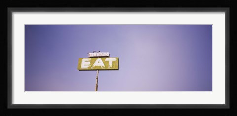 Framed Low angle view of an old sign board, Highway 395, California, USA Print