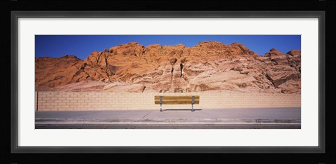 Framed Bench in front of rocks, Red Rock Canyon State Park, Nevada, USA Print
