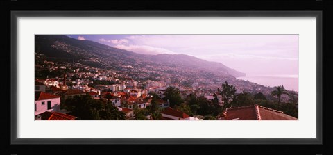 Framed High angle view of a town, Fortela de Pico, The Pico Forte, Funchal, Madeira, Portugal Print