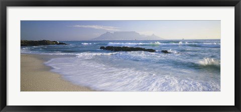 Framed Tide on the beach, Table Mountain, South Africa Print
