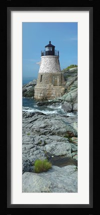 Framed Lighthouse along the sea, Castle Hill Lighthouse, Narraganset Bay, Newport, Rhode Island (vertical) Print