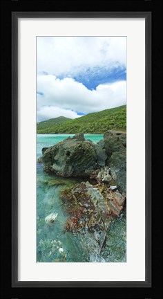 Framed Rocks in the sea, Jumbie Bay, St John, US Virgin Islands Print