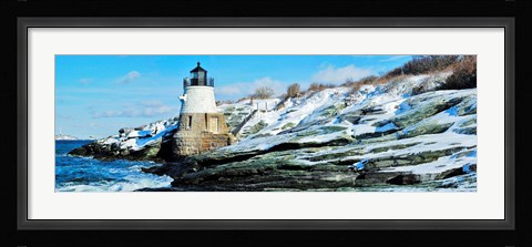 Framed Lighthouse along the sea, Castle Hill Lighthouse, Narraganset Bay, Newport, Rhode Island (horizontal) Print