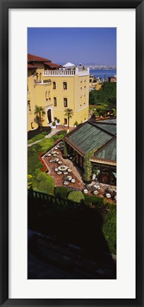 Framed High angle view of empty chairs and tables in a hotel, Four Seasons Hotel, Istanbul, Turkey Print