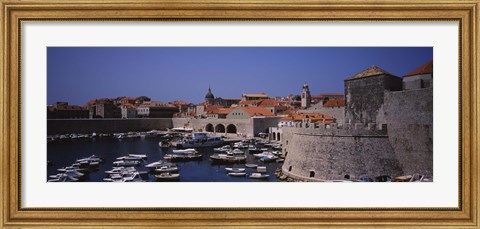 Framed High angle view of boats at a port, Old port, Dubrovnik, Croatia Print