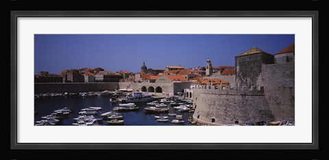 Framed High angle view of boats at a port, Old port, Dubrovnik, Croatia Print