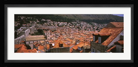 Framed High angle view of a city as seen from Southwest side of city wall, Dubrovnik, Croatia Print