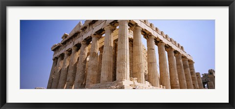 Framed Old ruins of a temple, Parthenon, Acropolis, Athens, Greece Print