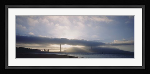 Framed Silhouette of a bridge, Golden Gate Bridge, San Francisco, California, USA Print