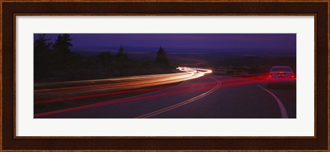 Framed Cars moving on the road, Mount Desert Island, Acadia National Park, Maine, USA Print