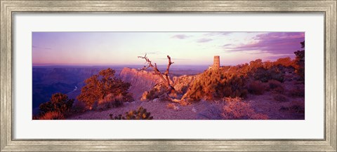 Framed Rock formations with a river, Desert View Watchtower, Desert Point, Grand Canyon National Park, Arizona Print