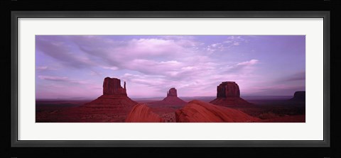 Framed Buttes at sunset, The Mittens, Merrick Butte, Monument Valley, Arizona, USA Print