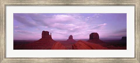 Framed Buttes at sunset, The Mittens, Merrick Butte, Monument Valley, Arizona, USA Print
