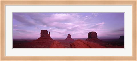 Framed Buttes at sunset, The Mittens, Merrick Butte, Monument Valley, Arizona, USA Print