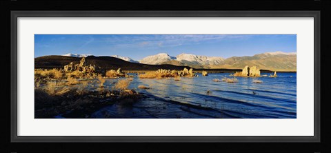 Framed Lake with mountains in the background, Mono Lake, Eastern Sierra, Californian Sierra Nevada, California, USA Print