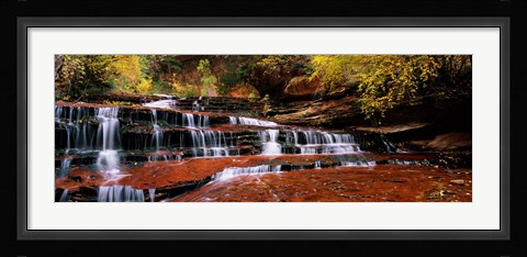 Framed Waterfall in a forest, North Creek, Zion National Park, Utah, USA Print