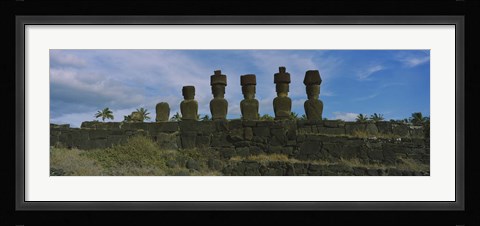 Framed Moai statues in a row, Rano Raraku, Easter Island, Chile Print