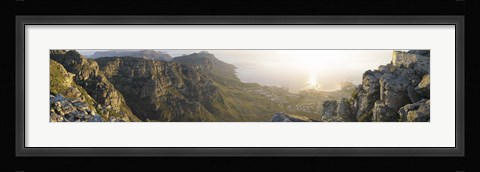 Framed High angle view of a coastline, Camps Bay, Table Mountain, Cape Town, South Africa Print