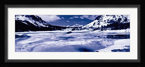 Framed Lake and snowcapped mountains, Tioga Lake, Inyo National Forest, Eastern Sierra, Californian Sierra Nevada, California Print