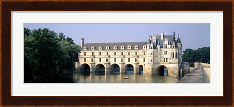 Framed Reflection of a castle in water, Chateau de Chenonceaux, Chenonceaux, Cher River, Loire Valley, France Print