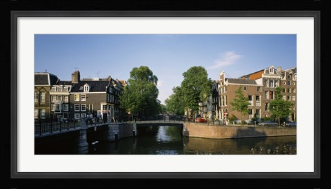 Framed Bridge across a canal, Amsterdam, Netherlands Print