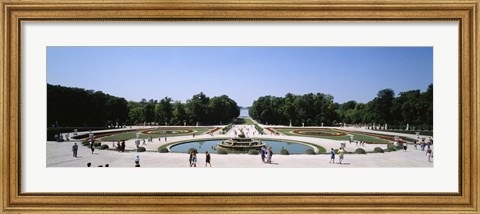 Framed Tourists around a fountain, Versailles, France Print