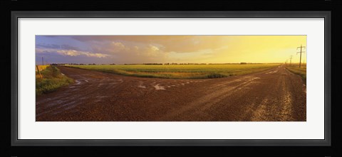 Framed Country crossroads passing through a landscape, Edmonton, Alberta, Canada Print