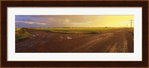 Framed Country crossroads passing through a landscape, Edmonton, Alberta, Canada Print