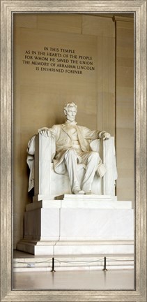 Framed Abraham Lincoln&#39;s Statue in a memorial, Lincoln Memorial, Washington DC, USA Print