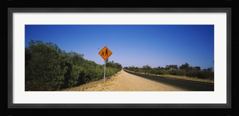 Framed Pedestrian Crossing sign at the roadside, Outback Highway, Australia Print